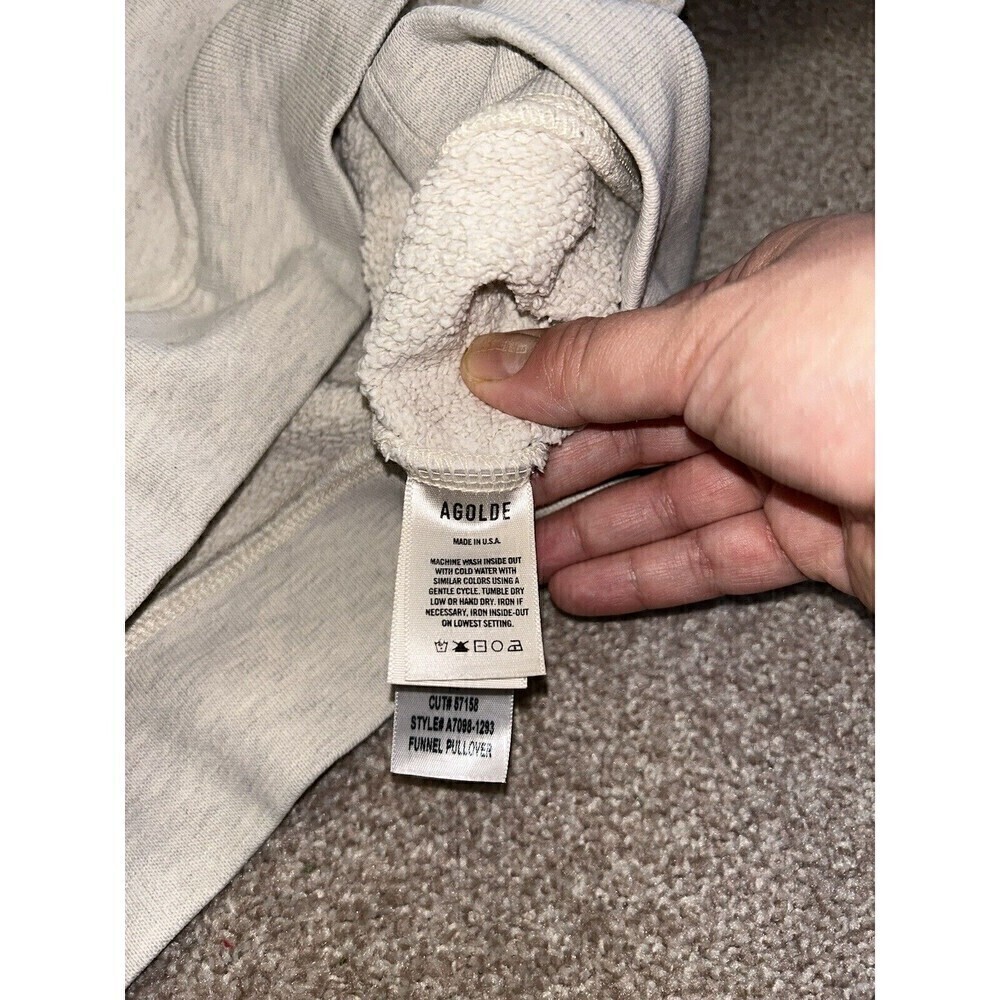 Agolde Womens Funnel Neck Sweatshirt XS Oatmeal - Picture 5 of 7
